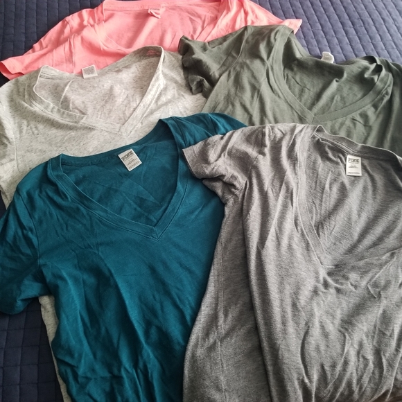 Pink v-neck tshirts - Picture 2 of 3